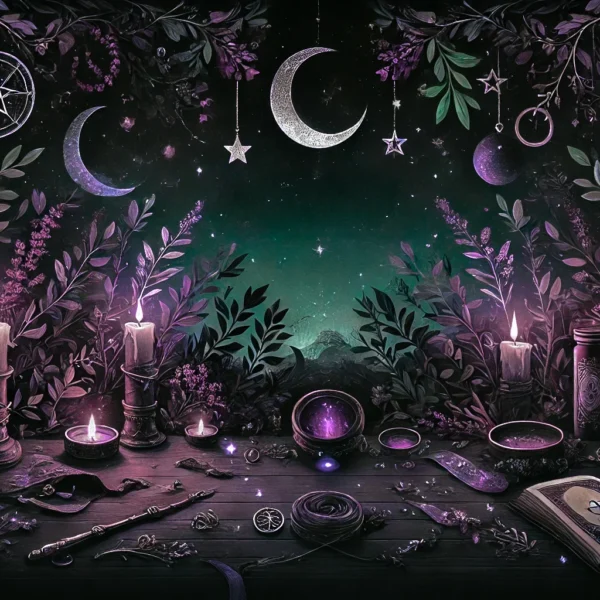 Espacio con cartas y elementos de tarot de El Jardín de las Cartas